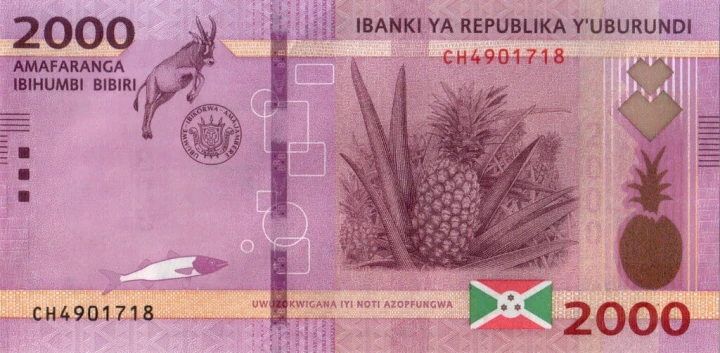 Burundi 2000 franków Antylopa Ananas 2023 P-52c