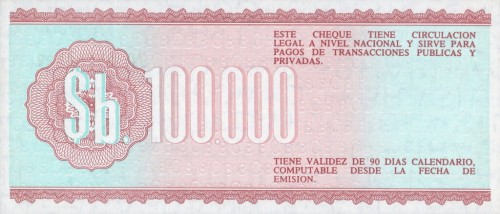 Boliwia 500 000 bolivanos Czek obiegowy 1984 P-188a
