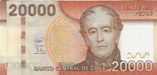 Chile 20 000 peso Ptaki 2020 P-165k