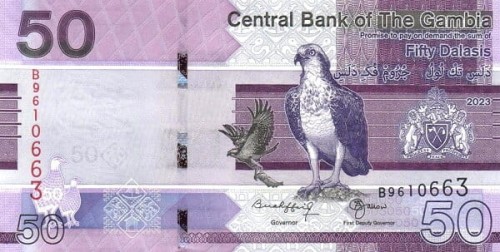 Gambia 50 Dalasi Ptak Upupa 2023 P-40c