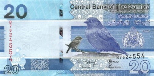 Gambia 20 Dalasi Ptaki 2023 P-39c
