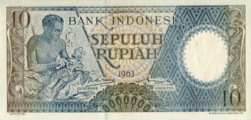 Indonezja 10 rupii Wioska 1963 P-89a