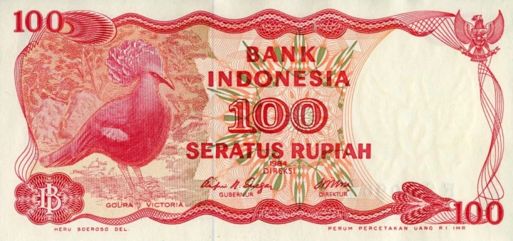Indonezja 100 rupii Ptak 1984 P-122