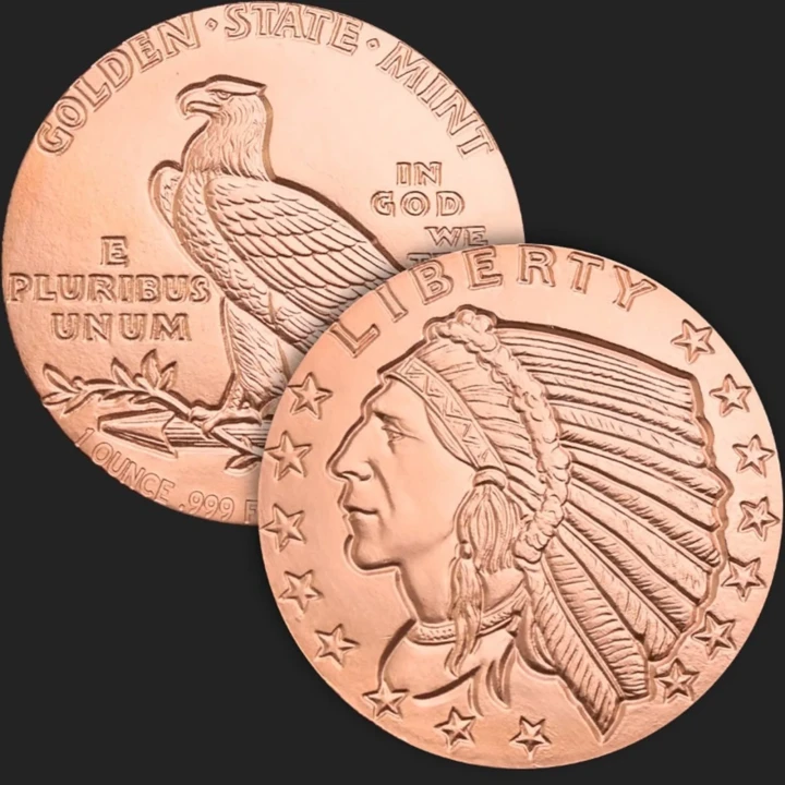USA Incuse Indian 1 oz Cu.999