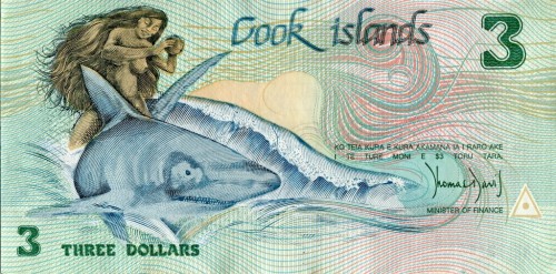 Wyspy Cooka 3 $ Rekin i naga Ina 1987 P-3
