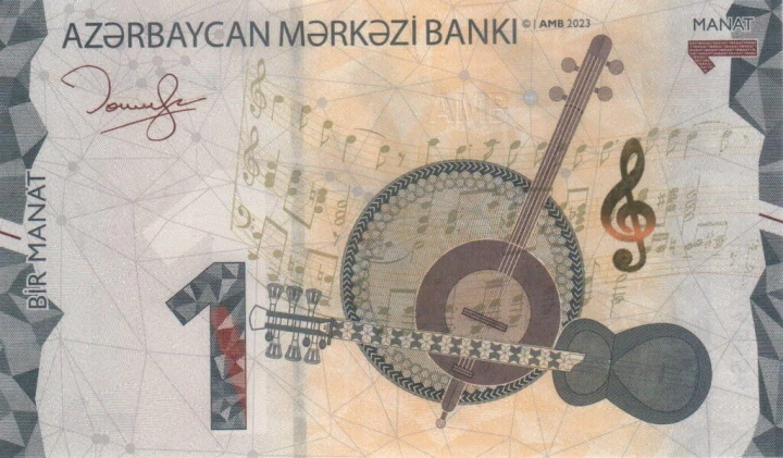 Azerbejdżan 1 manat Instrumenty 2023 P-38b