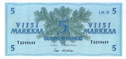 Finlandia 5 mk Herb 1963 P-106A