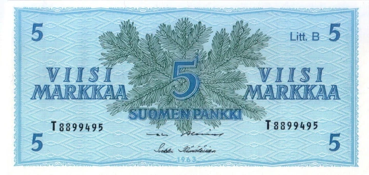 Finlandia 5 mk Herb 1963 P-106A