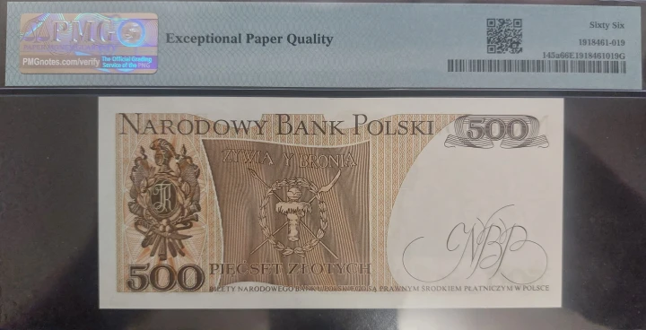 PRL 500 zł Tadeusz Kościuszko 1974 P-145a seria C PMG 66 EPQ