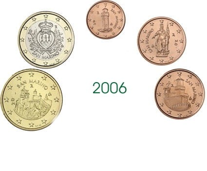 Euro set San Marino x5 zestaw menniczy 2006