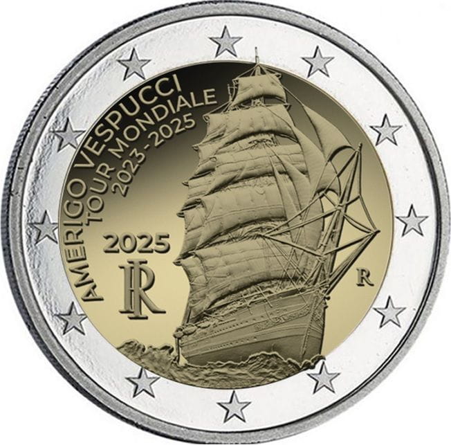 2 euro Włochy Amerigo Vespucci World Tour 2025