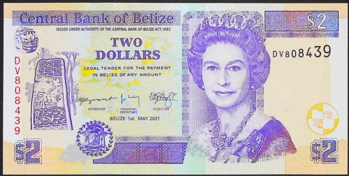 Belize 2 dolary Ruiny Majów 2021 P-66g