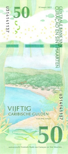 Curacao i Sint Maarten 50 gulden  żółw zielony 2025 P-3