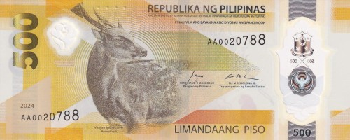 Filipiny 500 piso Jeleń plamisty 2024 P-240a