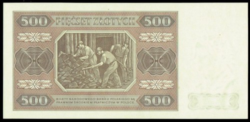 PRL 500 zł Górnicy 1948 P-140b seria AU PMG 58