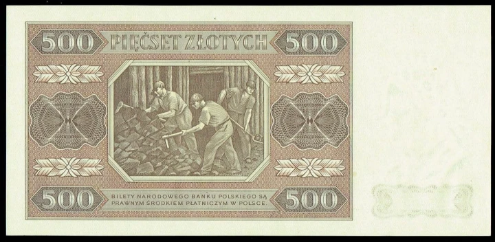 PRL 500 zł Górnicy 1948 P-140b seria AU PMG 58