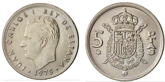 Hiszpania 5 peset Juan Carlos I 1975