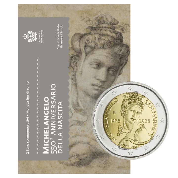 2 euro San Marino 550 r. urodzin Michała Anioła 2025