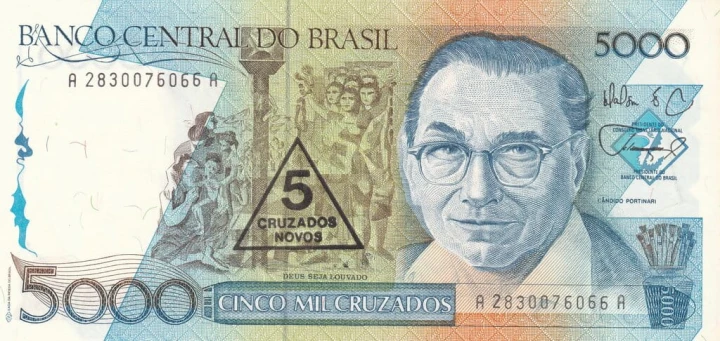 Brazylia 5 cruzados novos Portinari 1989 P-217a