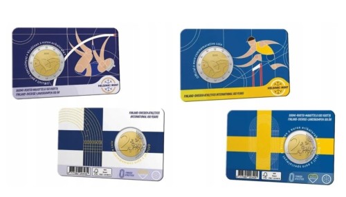 2 euro Finlandia 100 lat Lekkoatletyki Finlandia–Szwecja 2025 coincard