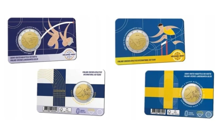 2 euro Finlandia 100 lat Lekkoatletyki Finlandia–Szwecja 2025 coincard