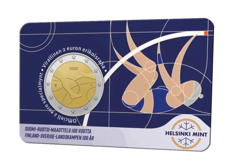 2 euro Finlandia 100 lat Lekkoatletyki Finlandia–Szwecja 2025 coincard
