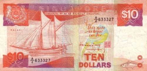 Singapur 10 $ Palari 1988 P-20a