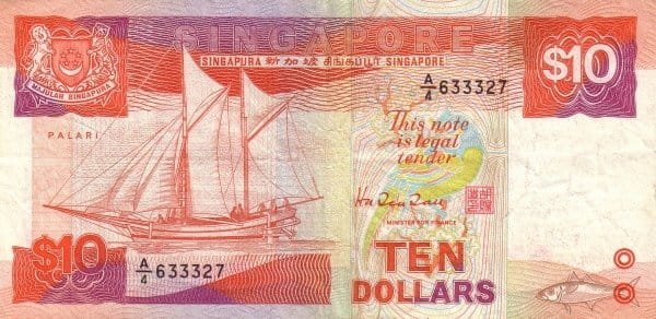 Singapur 10 $ Palari 1988 P-20a