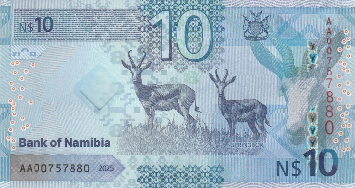Namibia 10 dolarów Skocznik Antylopi 2025 P-20a