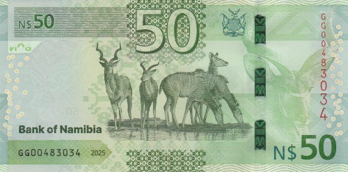 Namibia 50 dolarów Kudu 2025 P-22a