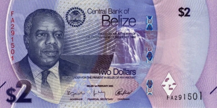 Belize 2 dolary Wodospad 2025 P-73a