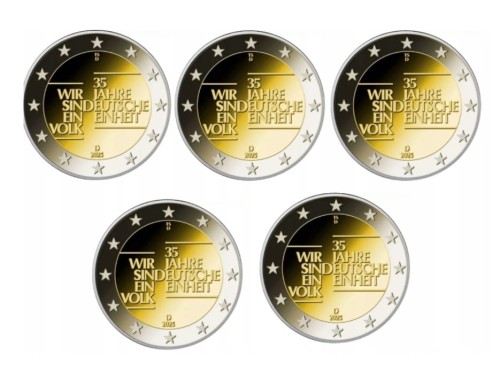 2 euro Niemcy x5 35 lat zjednoczenia 2025 ADFGJ