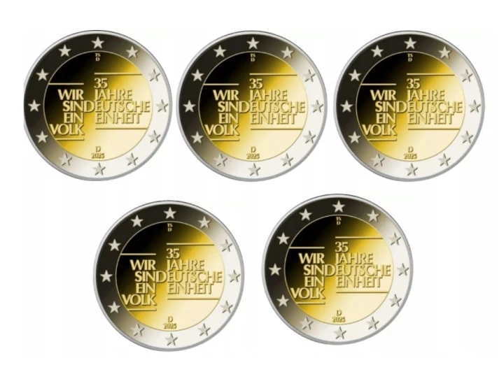 2 euro Niemcy x5 35 lat zjednoczenia 2025 ADFGJ