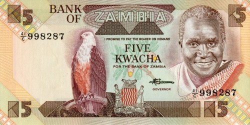 Zambia 5 kwacha Orzeł 1986-88 P-25d