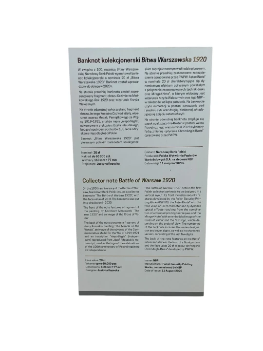 Bitwa Warszawska 1920 2020 Broszura  Banknot kolekcjonerski