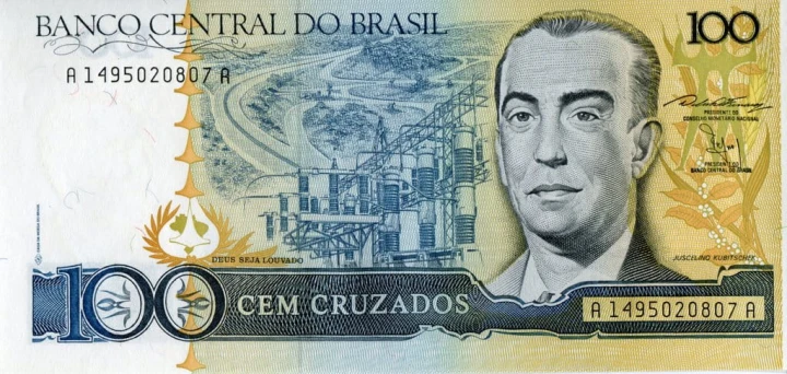 Brazylia 100 cruzados J. Kubitschek 1987 P-211b