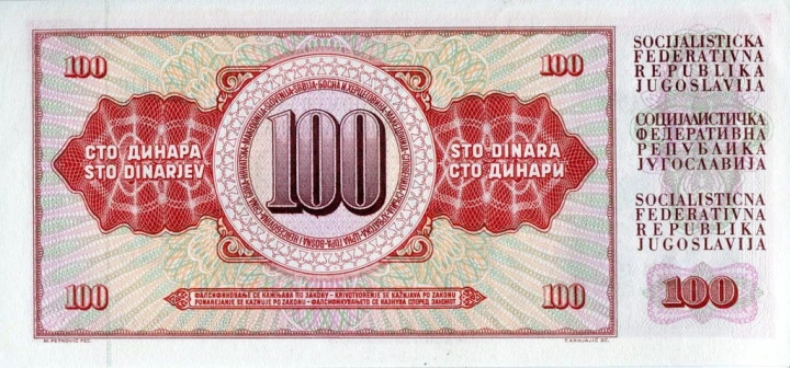 Jugosławia 100 dinarów Jeździec 1986 P-90c