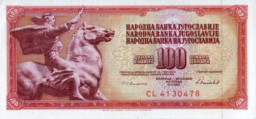 Jugosławia 100 dinarów Jeździec 1986 P-90c