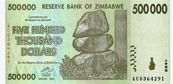 Zimbabwe 500 000 $ Hiremba 2008 P-76b