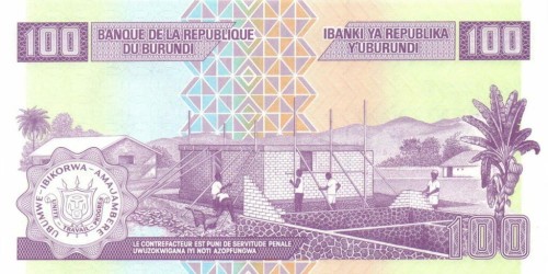 Burundi 100 franków Budowa 2024 P-44c