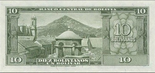 Boliwia 10 bolivanos Cerro Rico 1945 P-139
