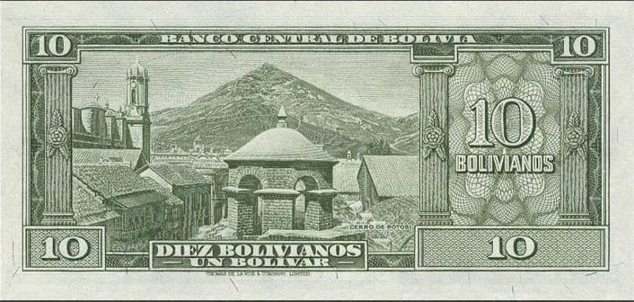 Boliwia 10 bolivanos Cerro Rico 1945 P-139