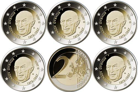 2 euro Niemcy x5 Konrad Adenauer 2026 ADFGJ