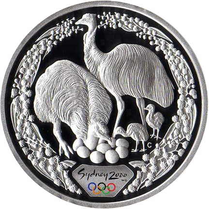 Australia 5$ Sydney Emu 31.635g Ag.999 2000