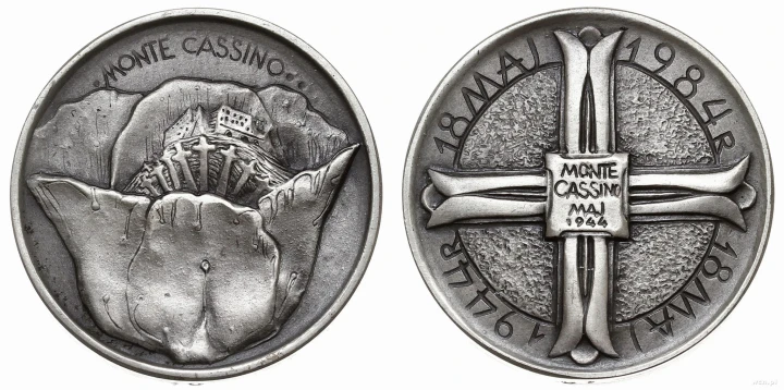 MEDAL MONTE CASSINO 1944 - 1984 51 g Ag.925