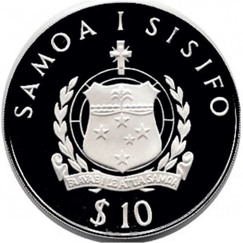 Samoa i Sisifo 10 $ 25-lecie Światowego Funduszu na rzecz przyrody 1986 31,47 g Ag.925