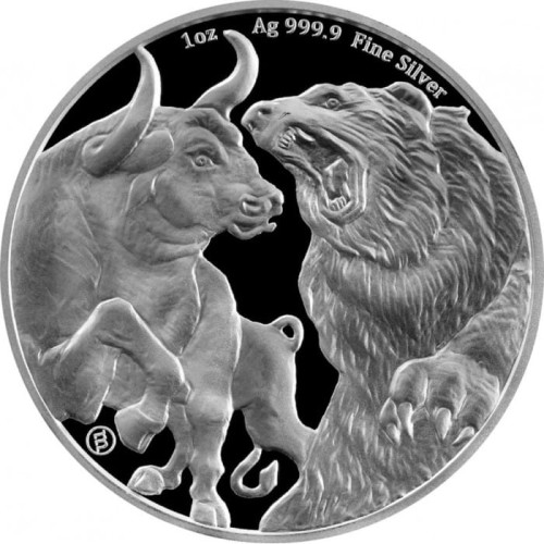 Tokelau 5$ Byk i niedźwiedź 1 oz Ag.999 2021