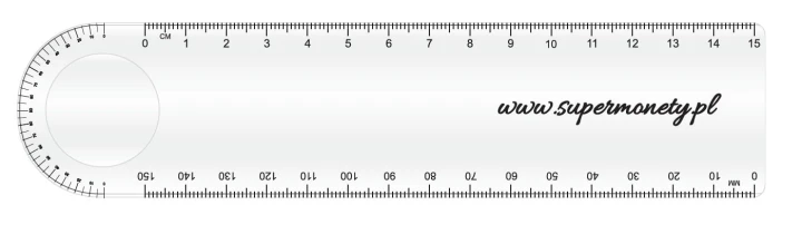 LINIJKA 15cm LUPA + KĄTOMIERZ Supermonety.pl