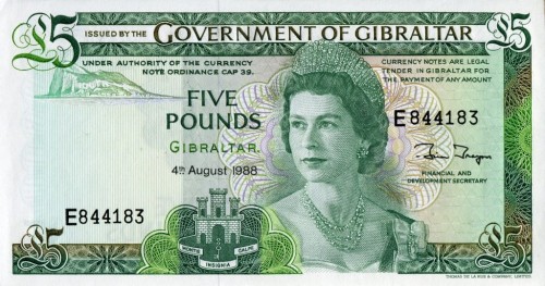 Gibraltar 5 funtów Mackintosh Hall 1988 P-21b