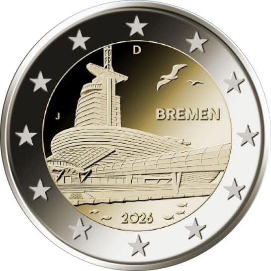 2 euro Niemcy x5 Brema Klimhaus 2026 ADFGJ